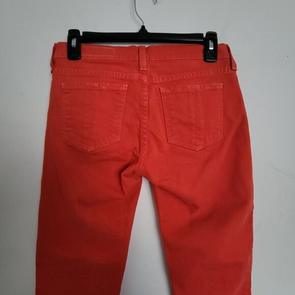 Rag & Bone Skinny Red Raw Distressed Hem Cropped Denim Jeans Pants Size 25 - Picture 4 of 13